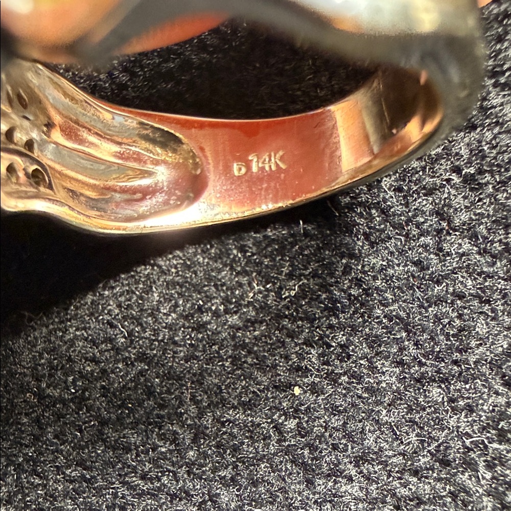 14k White Gold Wavy Stackable Ring With Diamonds - image 3